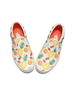 Vans Suede Canvas Fruit Print Sneakers Kids Sz 3 Multicolor Skate Slip On Shoes‎